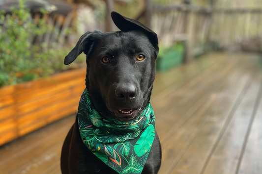 Dog Matching Tropical Leaf Bandana for Dogs & Humans – Jungle Print Pet and Owner Accessory Set