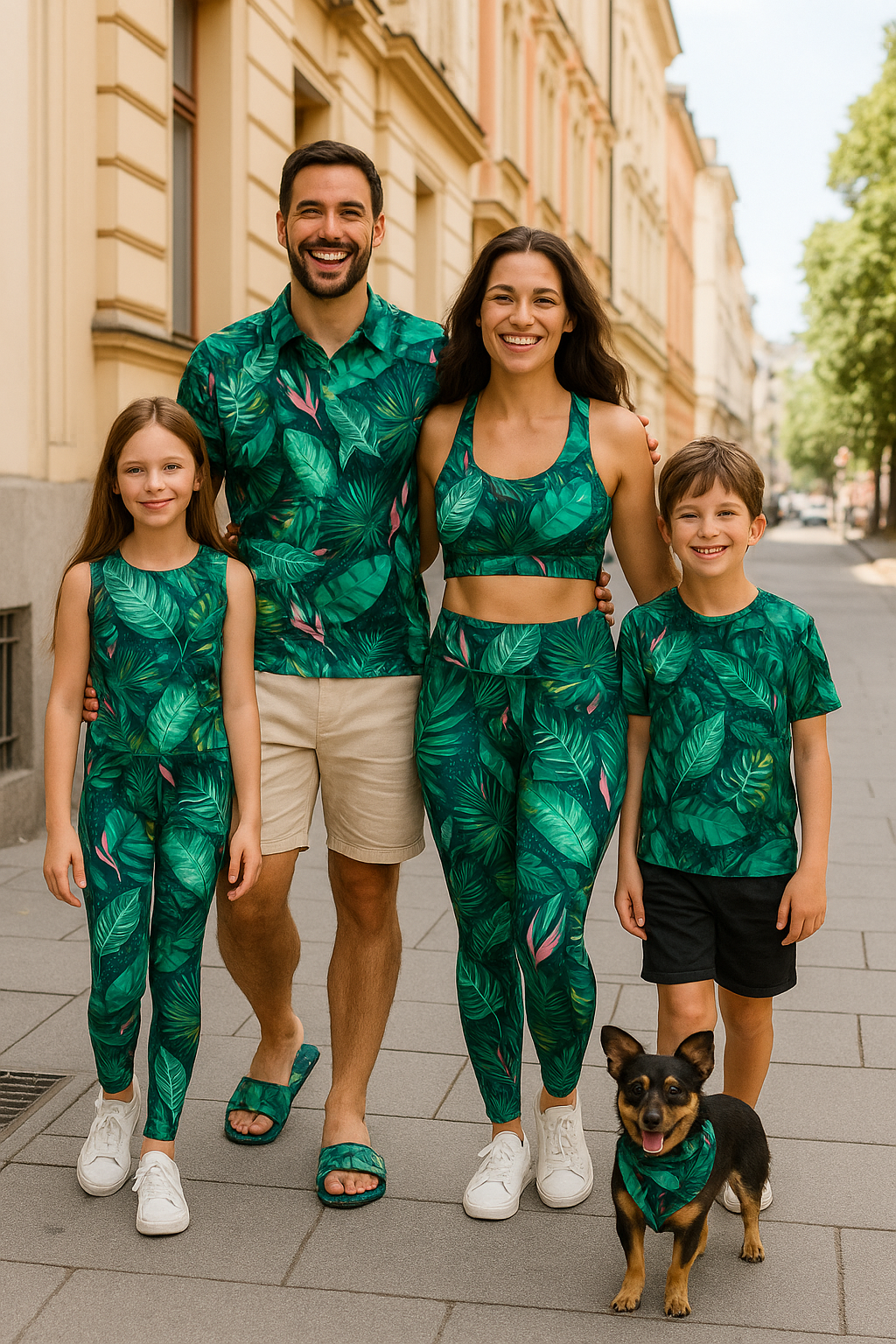 Slim Fit Tropical Leaf Men Polo Shirt – Stylish Matching Family Vacation Outfit