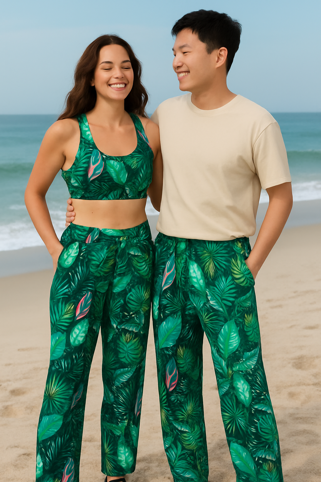 Tropical Jungle Unisex Wide-Leg Pants – Matching Family Bottoms
