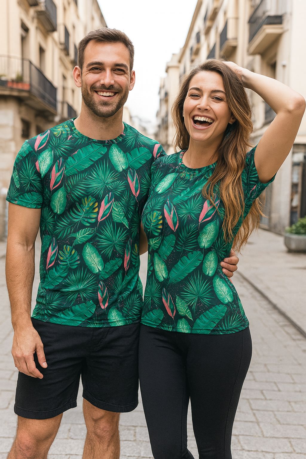 Tropical Leaf Print Men T-Shirt - Bold Summer Unisex T-shirt | Matching Family Shirt